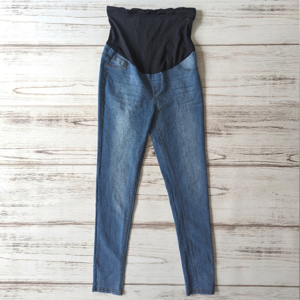 JVINI Full Pannel Medium Light Wash Skinny Maternity Jeans sz Small